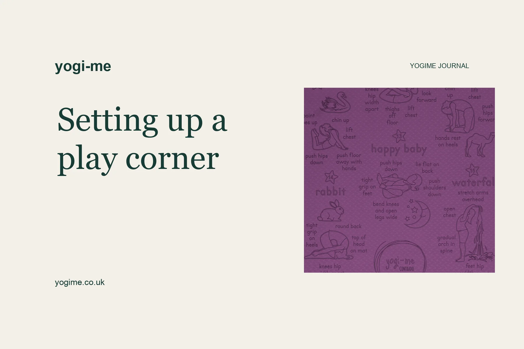 A card reading "Making room in a smaller home" beside a green Yogi-Me mat